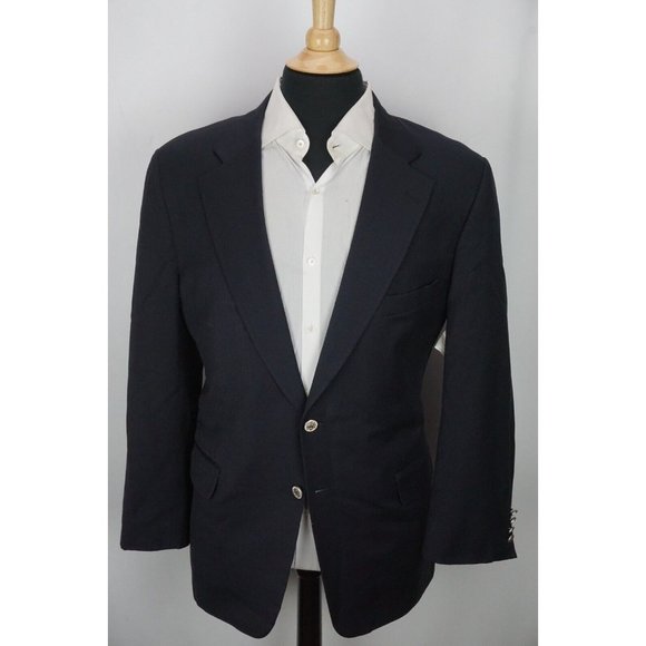 Paul Stuart Navy Blue Silver Button  Wool Sport Coat Blazer Sz 42R - Picture 3 of 7